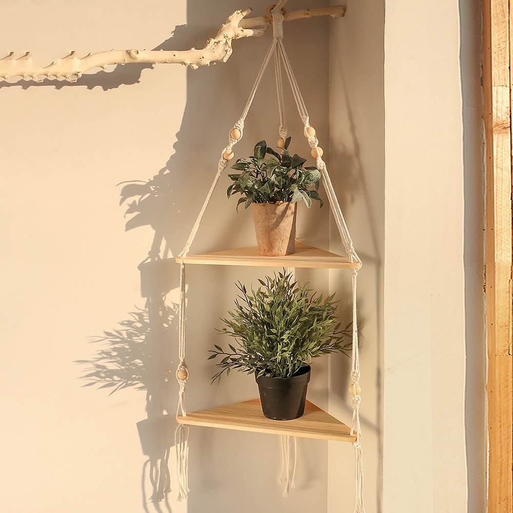 Home Bar Shelf - 1/2/3-tier Floating Wall Shelf Wood Triangle