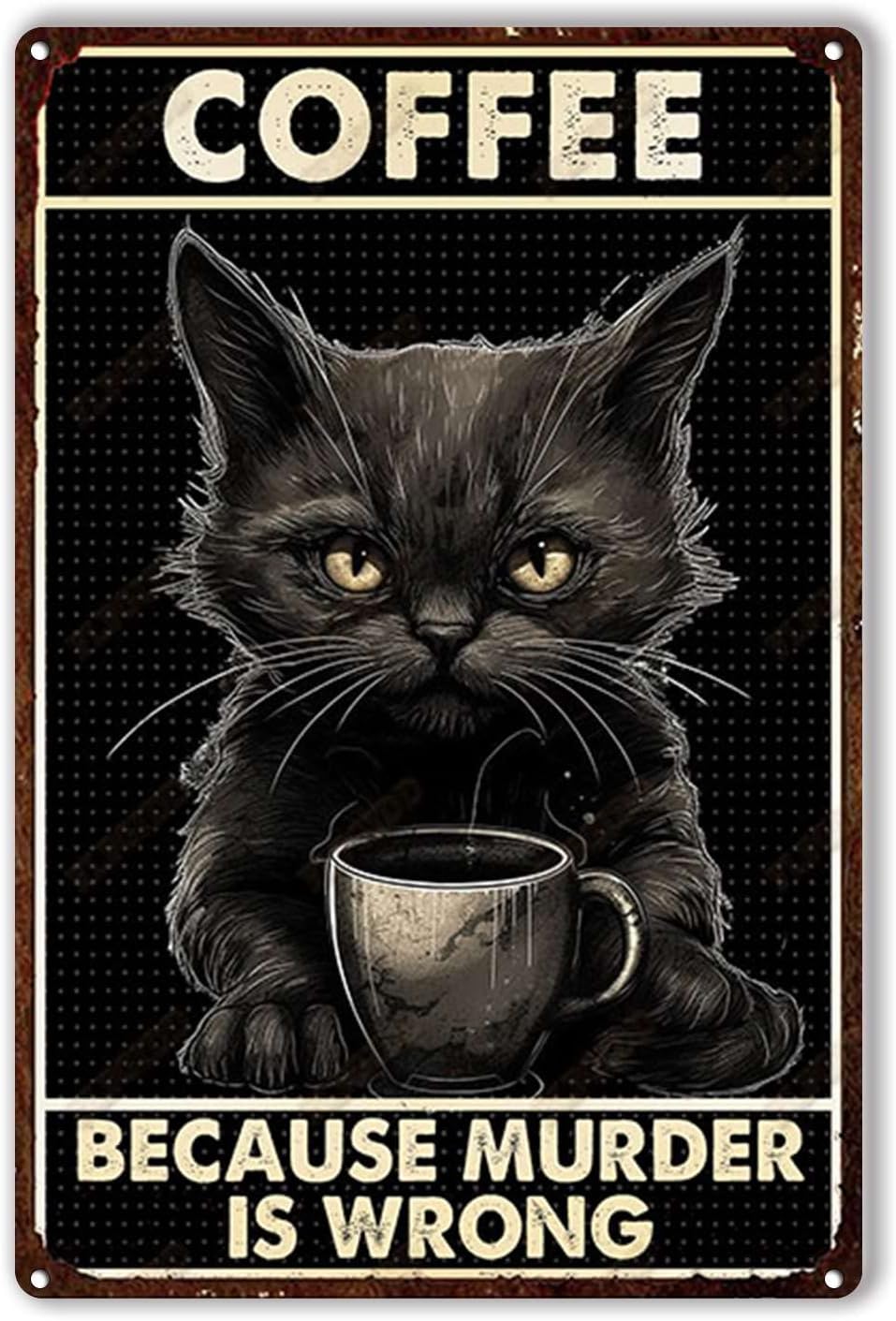 Tin Plaque Coffee cat Because  - Home Bar And Restaurant incelemesi ve fiyatı