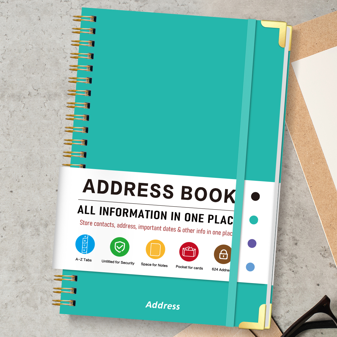 Teal A5 Address Book with Alph - Cocktail Recipe Book incelemesi ve fiyatı