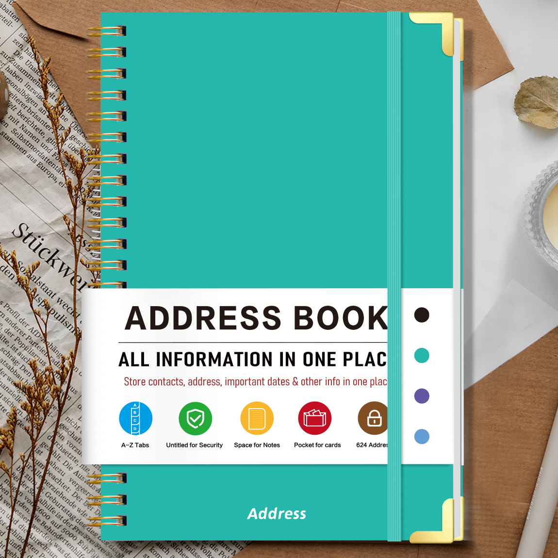 Teal A5 Address Book with Alph - Cocktail Recipe Book incelemesi ve fiyatı