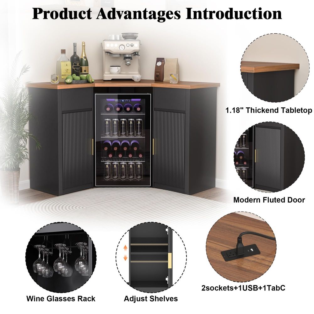 Corner Bar Cabinet with Fridge - Home Bar And Fridge incelemesi ve fiyatı