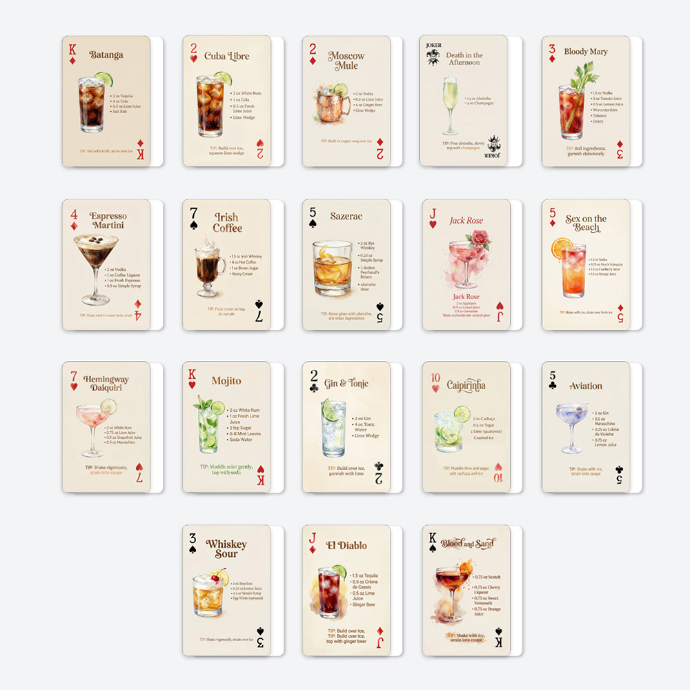 54pcs Cocktail Recipes Playing - Cocktail Recipe Book incelemesi ve fiyatı