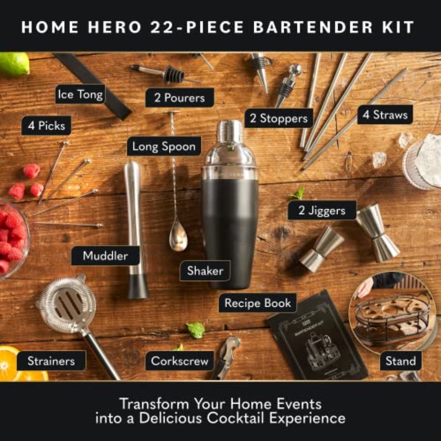 Bartender Kit - 22-Piece Cockt - Cocktail Recipe Book incelemesi ve fiyatı