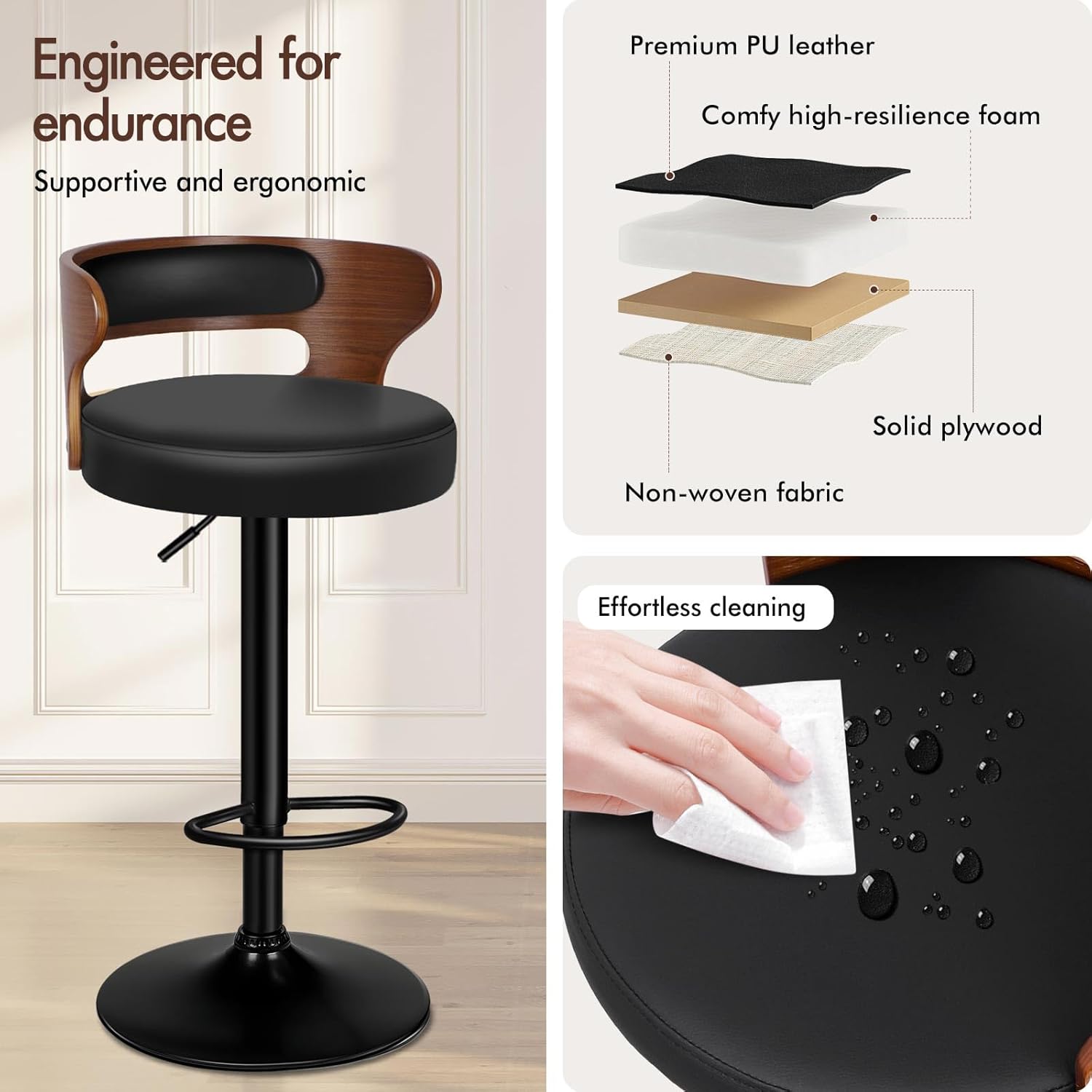 Adjustable PU Leather Bar Stoo - Home Bar Stools incelemesi ve fiyatı