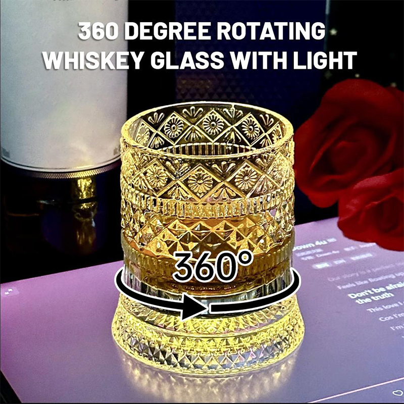 360° Rotating Whiskey Glass wi - Old Fashioned Glass incelemesi ve fiyatı