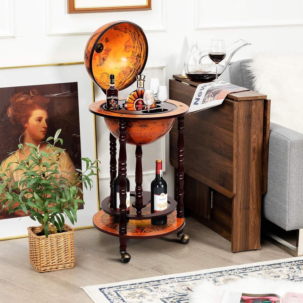 17.5 Vintage-Style Rolling Glo - Home Bar Shelf incelemesi ve fiyatı
