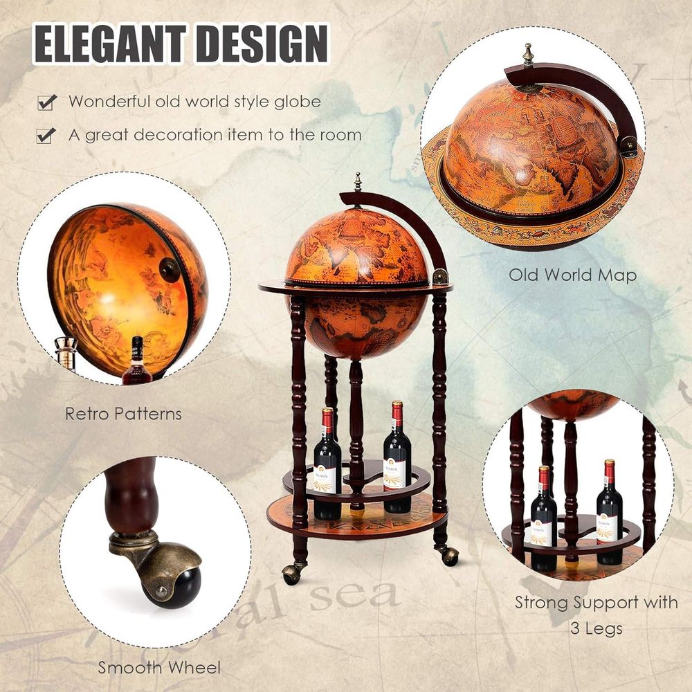 17.5 Vintage-Style Rolling Glo - Home Bar Shelf incelemesi ve fiyatı