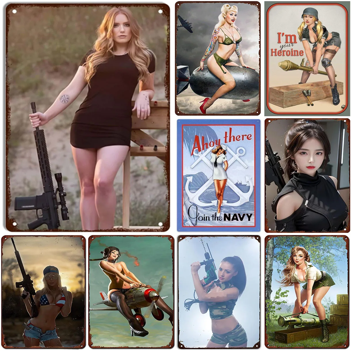Pinup Girl Metal Tin Signs Pla - Home Bar Cafe incelemesi ve fiyatı