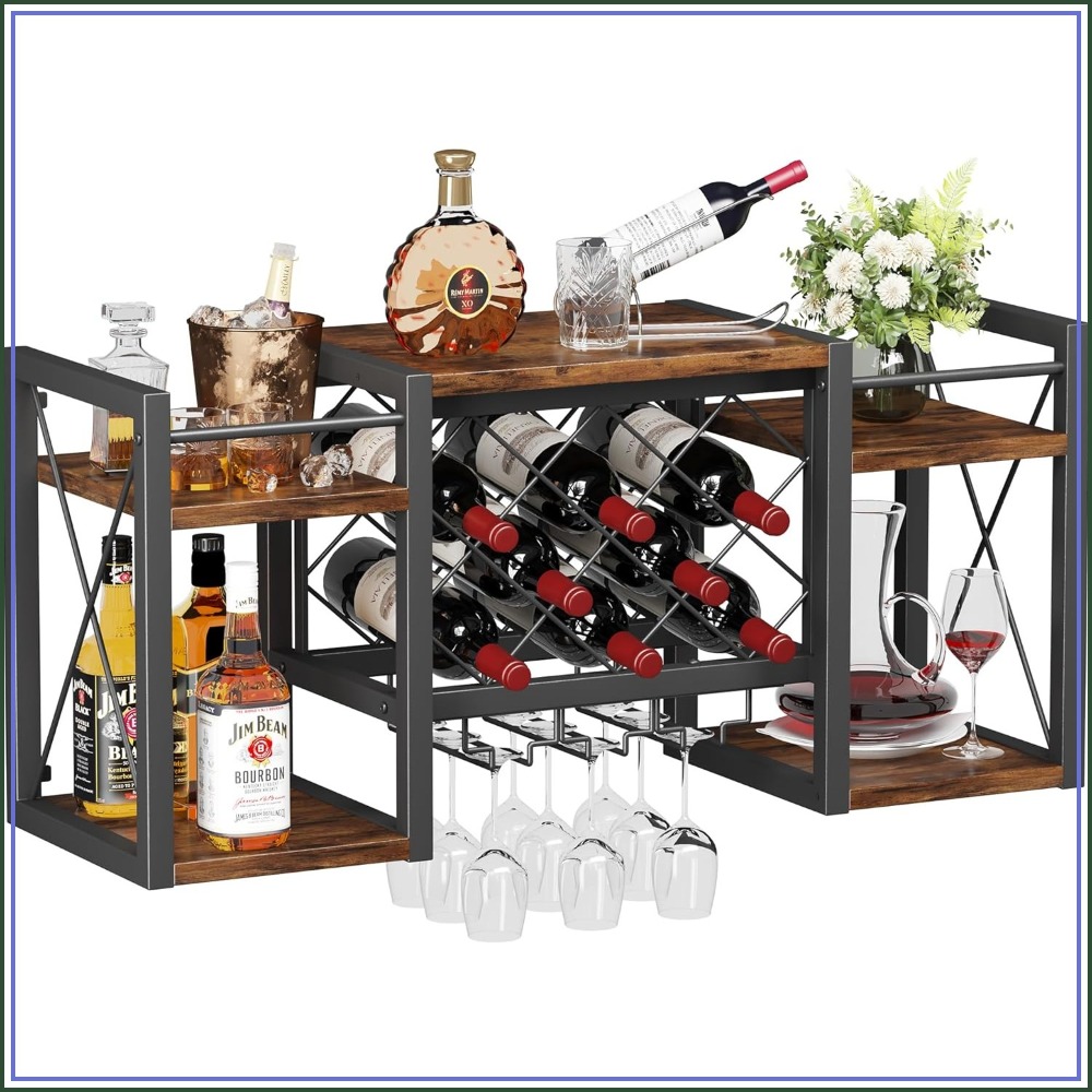 Wall Mounted Wine Rack with Gl - Home Bar Shelf incelemesi ve fiyatı