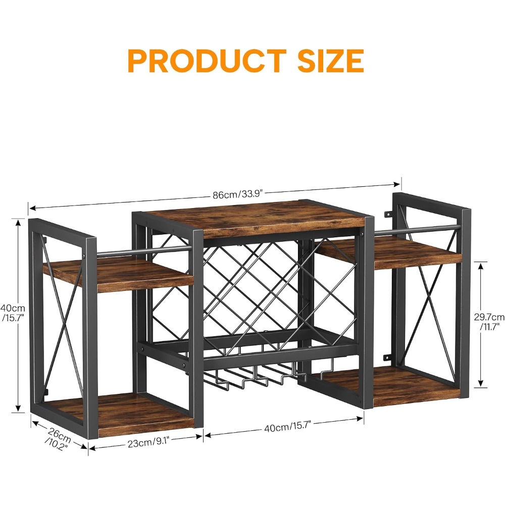 Wall Mounted Wine Rack with Gl - Home Bar Shelf incelemesi ve fiyatı