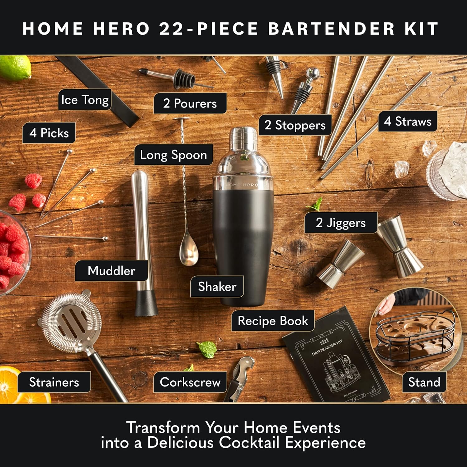 Bartender Kit - 22-Piece Cockt - Cocktail Recipe Book incelemesi ve fiyatı