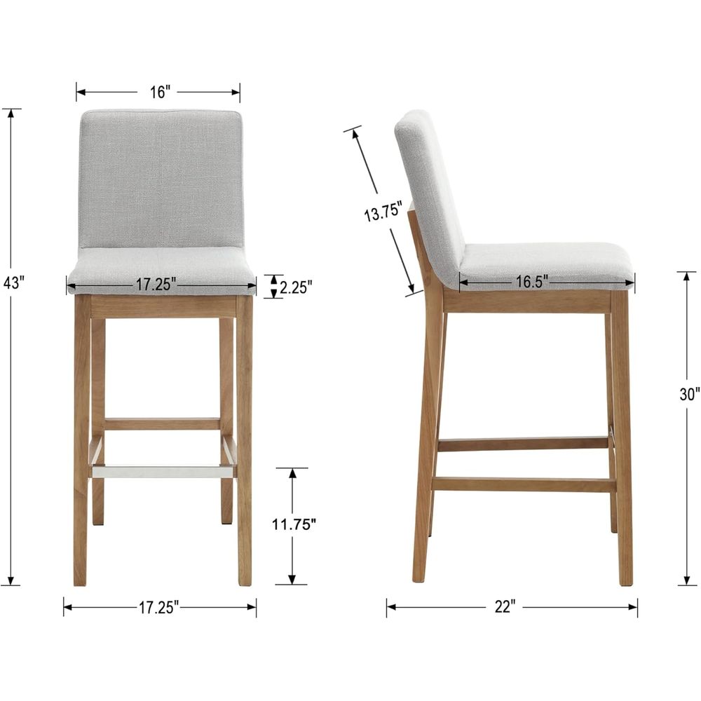 Set of 4 Light Grey Upholstere - Home Bar Stools incelemesi ve fiyatı