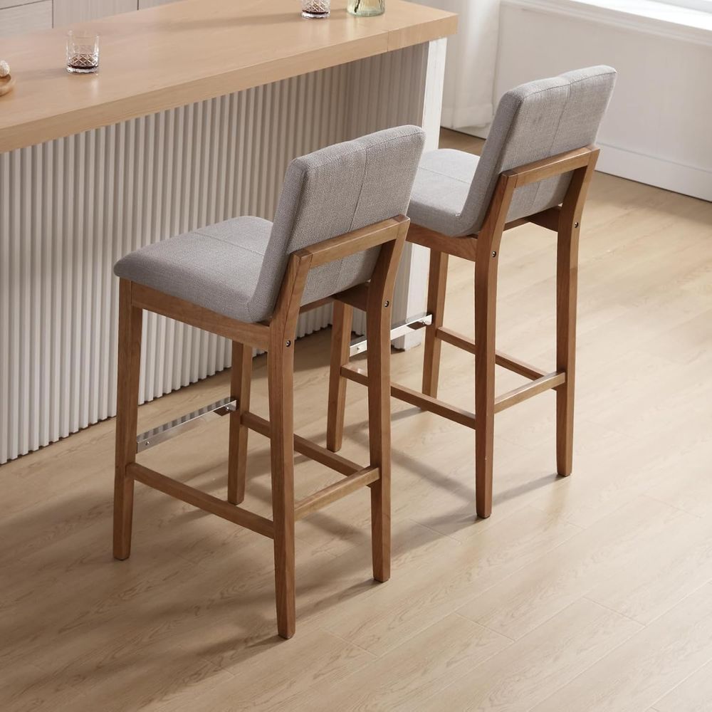 Set of 4 Light Grey Upholstere - Home Bar Stools incelemesi ve fiyatı