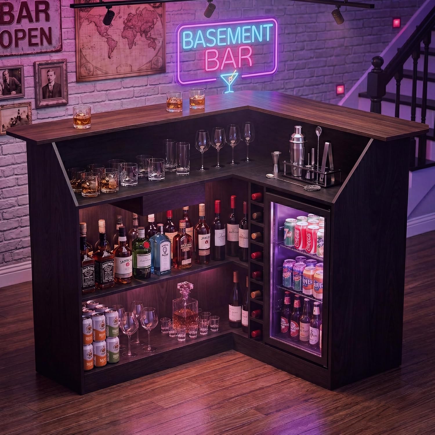 L Shaped Home Bar Unit With Fr - Home Bar And Fridge incelemesi ve fiyatı