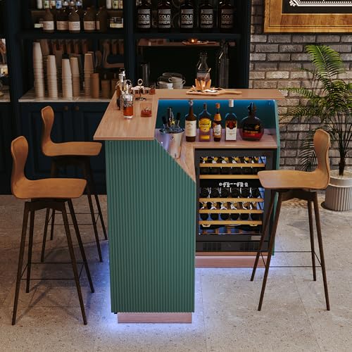Green Fluted L-Shape Corner Ba - Home Bar And Fridge incelemesi ve fiyatı