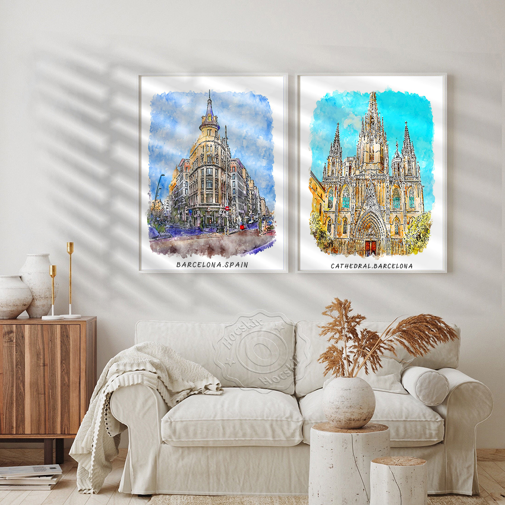 Watercolor Print, World Travel - Home Barcelona incelemesi ve fiyatı