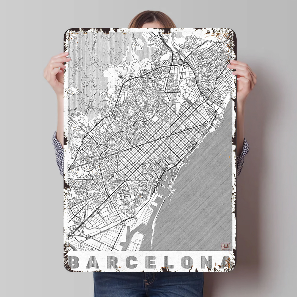 Barcelona City Map Vintage Met - Home Barcelona incelemesi ve fiyatı