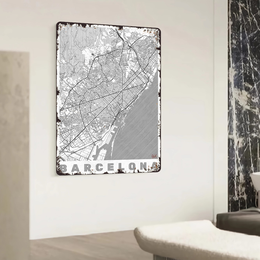 Barcelona City Map Vintage Met - Home Barcelona incelemesi ve fiyatı