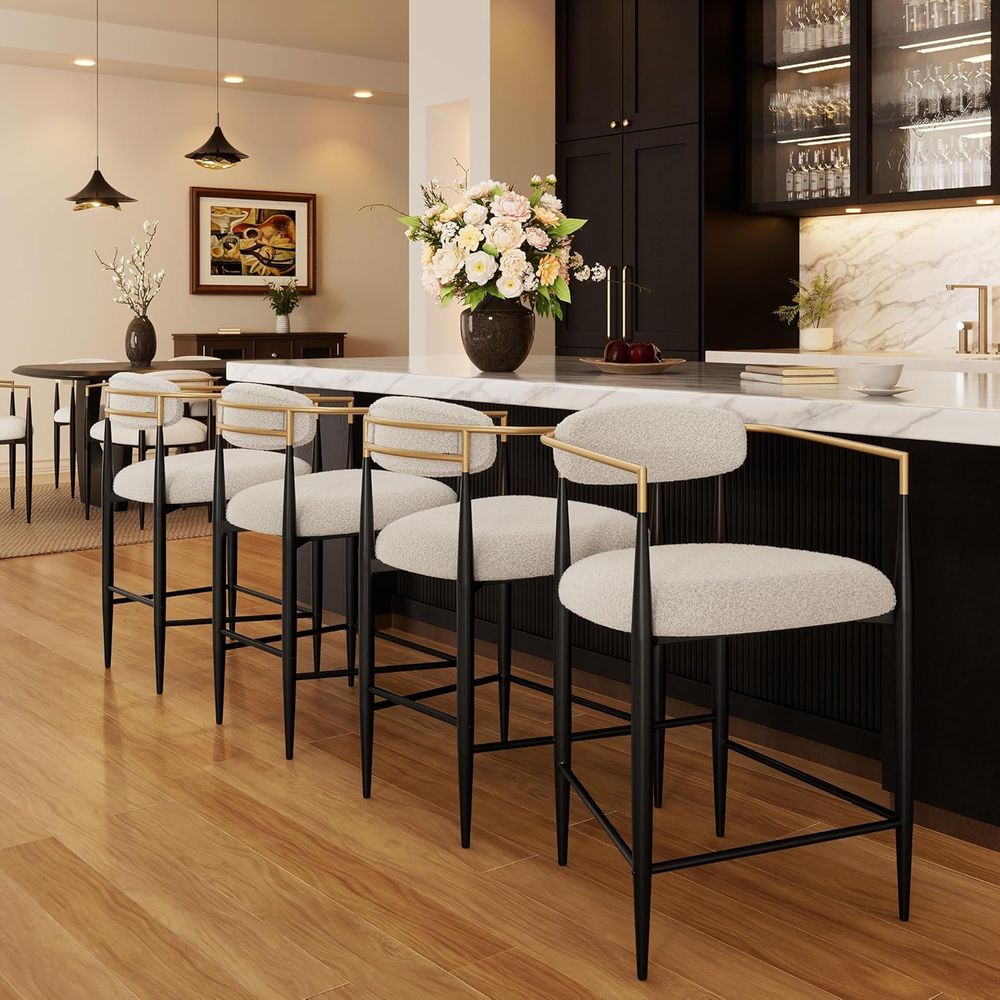Set of 4 Upholstered Counter S - Home Bar Stools incelemesi ve fiyatı
