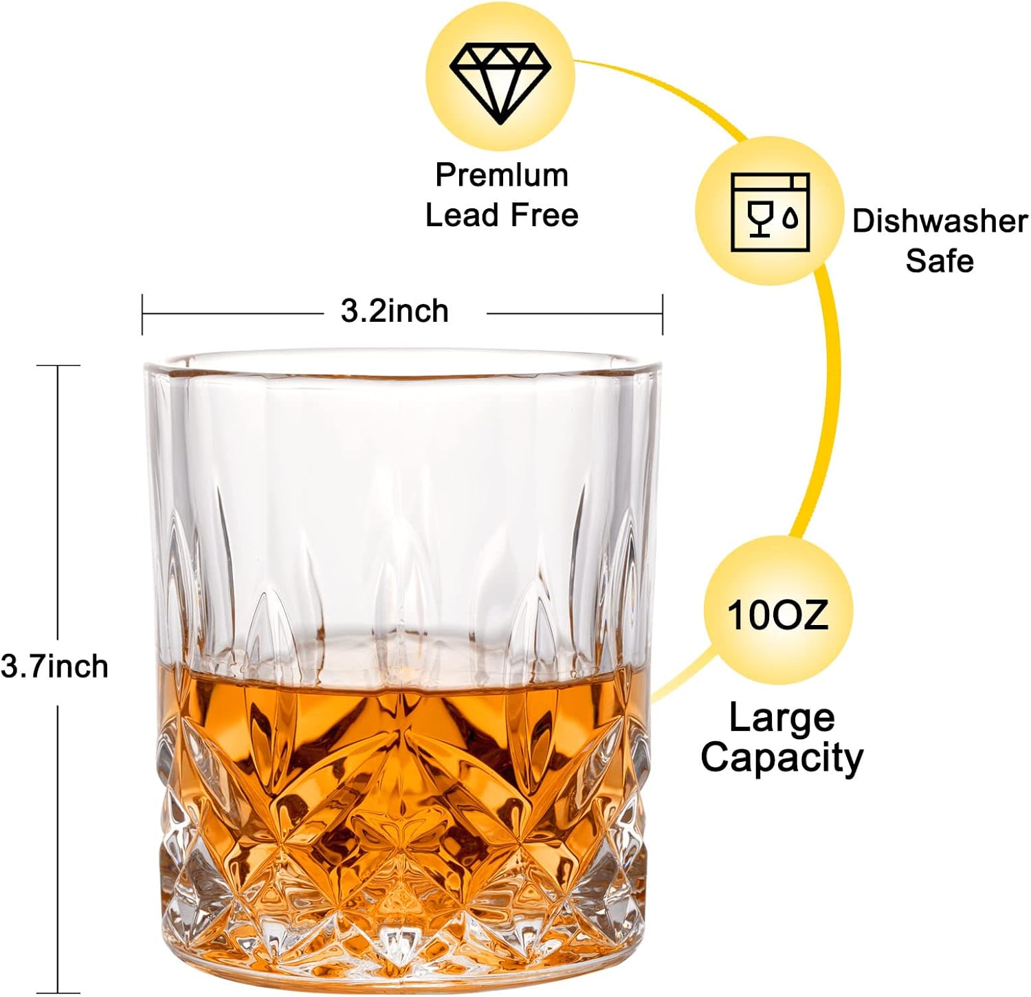 Whiskey Rocks Glass Set of 4 w - Old Fashioned Glass incelemesi ve fiyatı