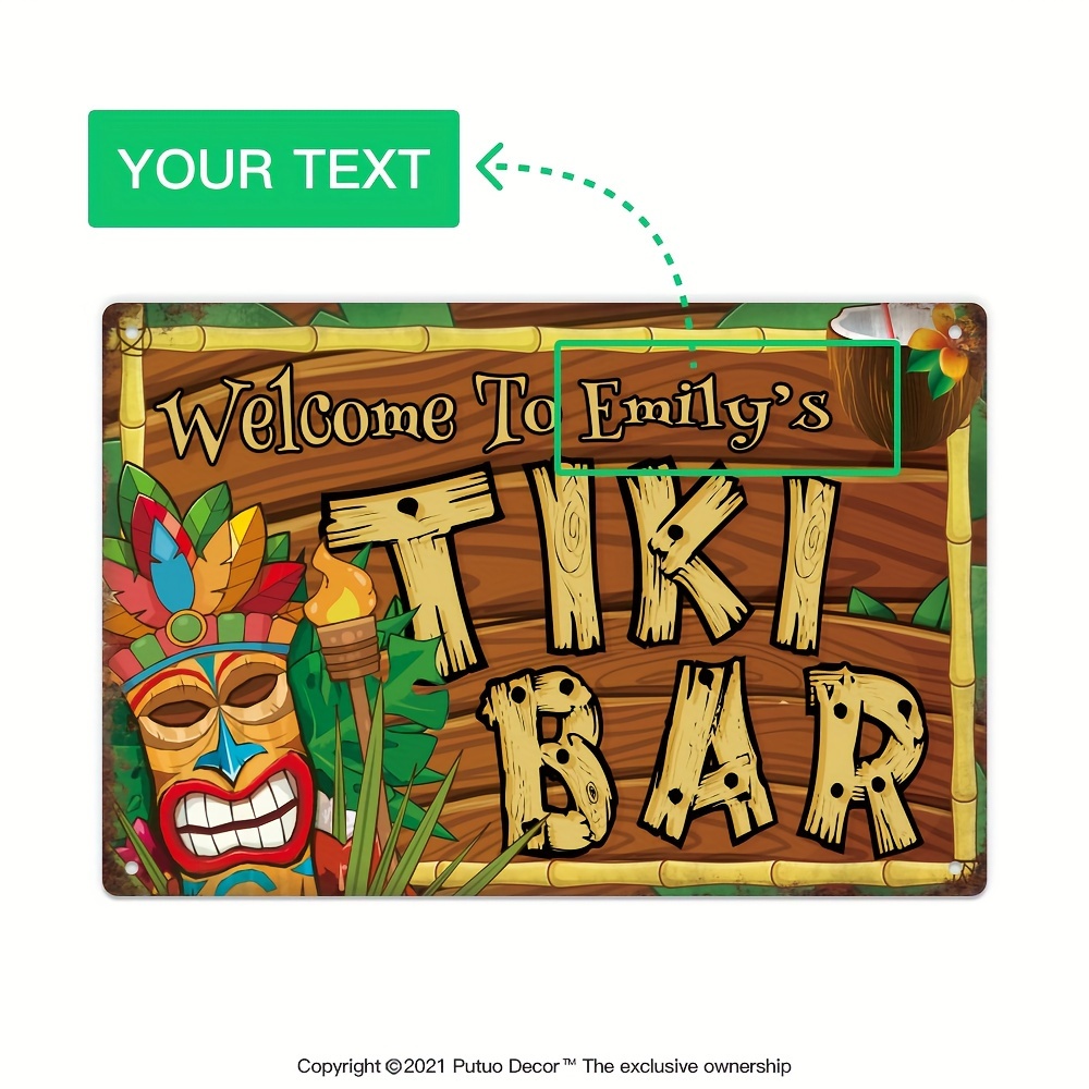 Custom  Decor Tiki Bar Sign, P - Home Bar Cafe incelemesi ve fiyatı