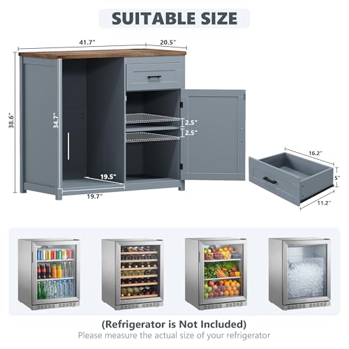 Farmhouse-Style 41.7 Inch Blue - Home Bar And Fridge incelemesi ve fiyatı