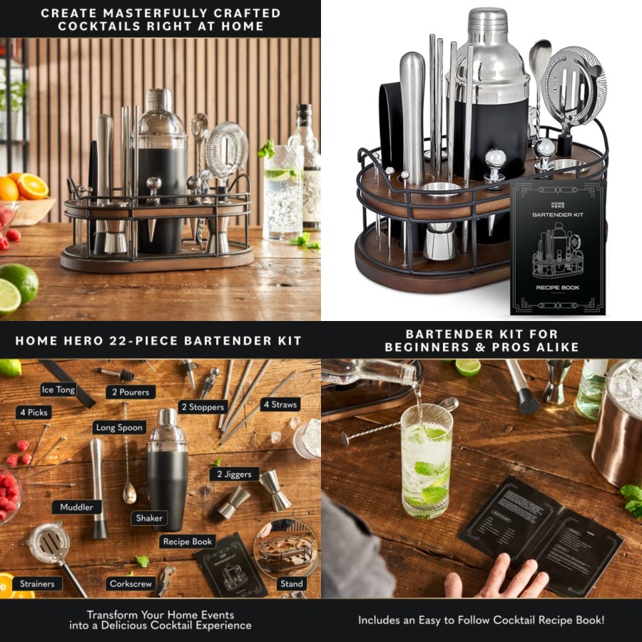 Bartender Kit - 22-Piece Cockt - Cocktail Recipe Book incelemesi ve fiyatı