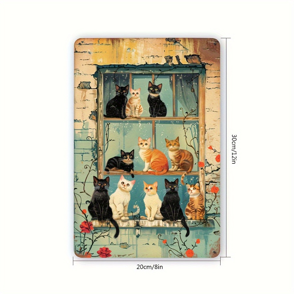 Vintage Cats Window Metal Sign - Home Bar Cafe incelemesi ve fiyatı