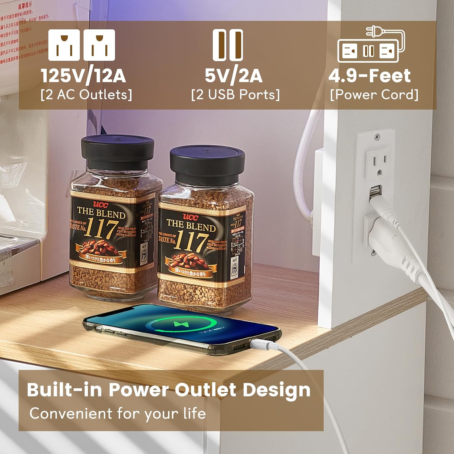Wine Bar Cabinet with Power Ou - Home Bar Shelf incelemesi ve fiyatı
