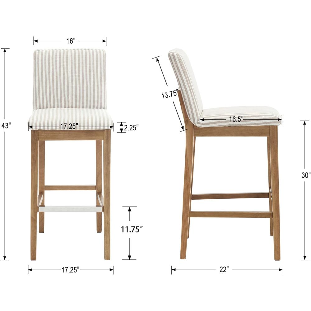 Linen-Cushioned Wooden Bar Sto - Home Bar Stools incelemesi ve fiyatı