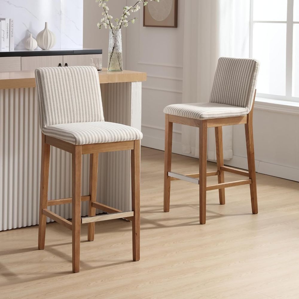 Linen-Cushioned Wooden Bar Sto - Home Bar Stools incelemesi ve fiyatı