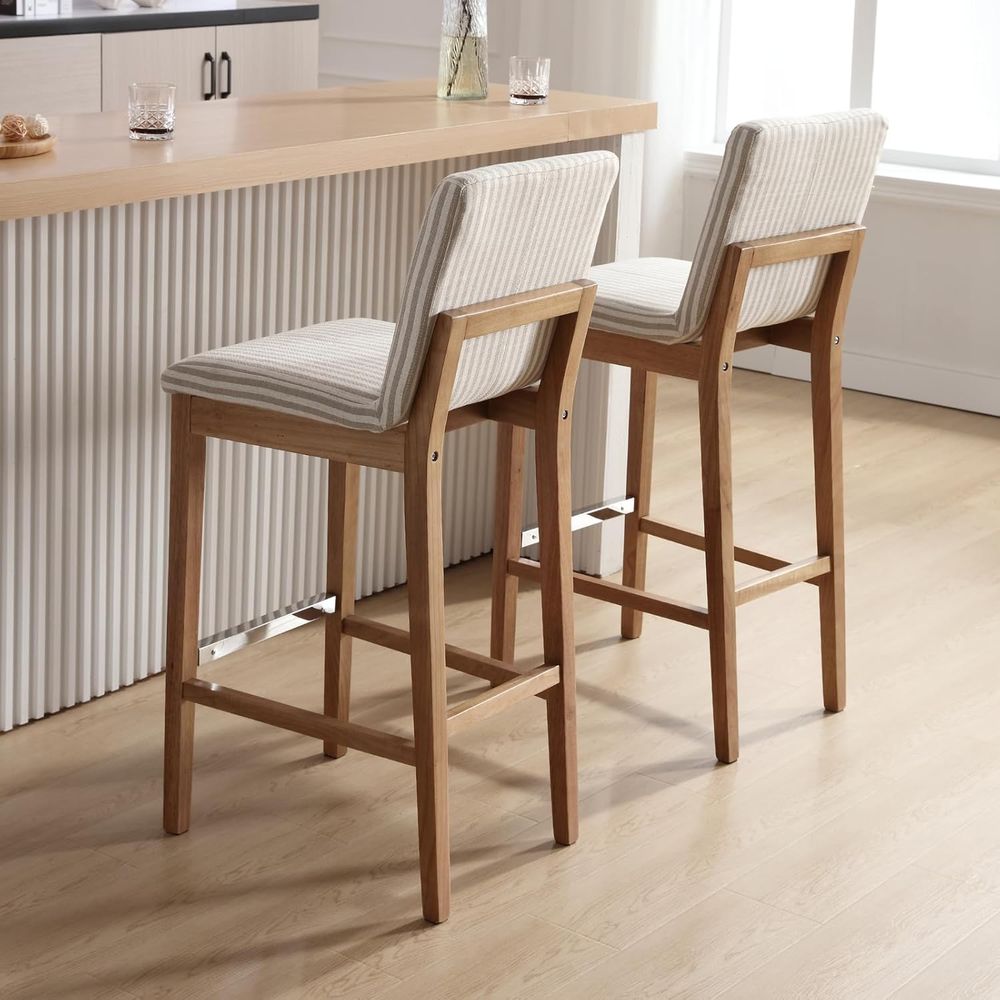Linen-Cushioned Wooden Bar Sto - Home Bar Stools incelemesi ve fiyatı
