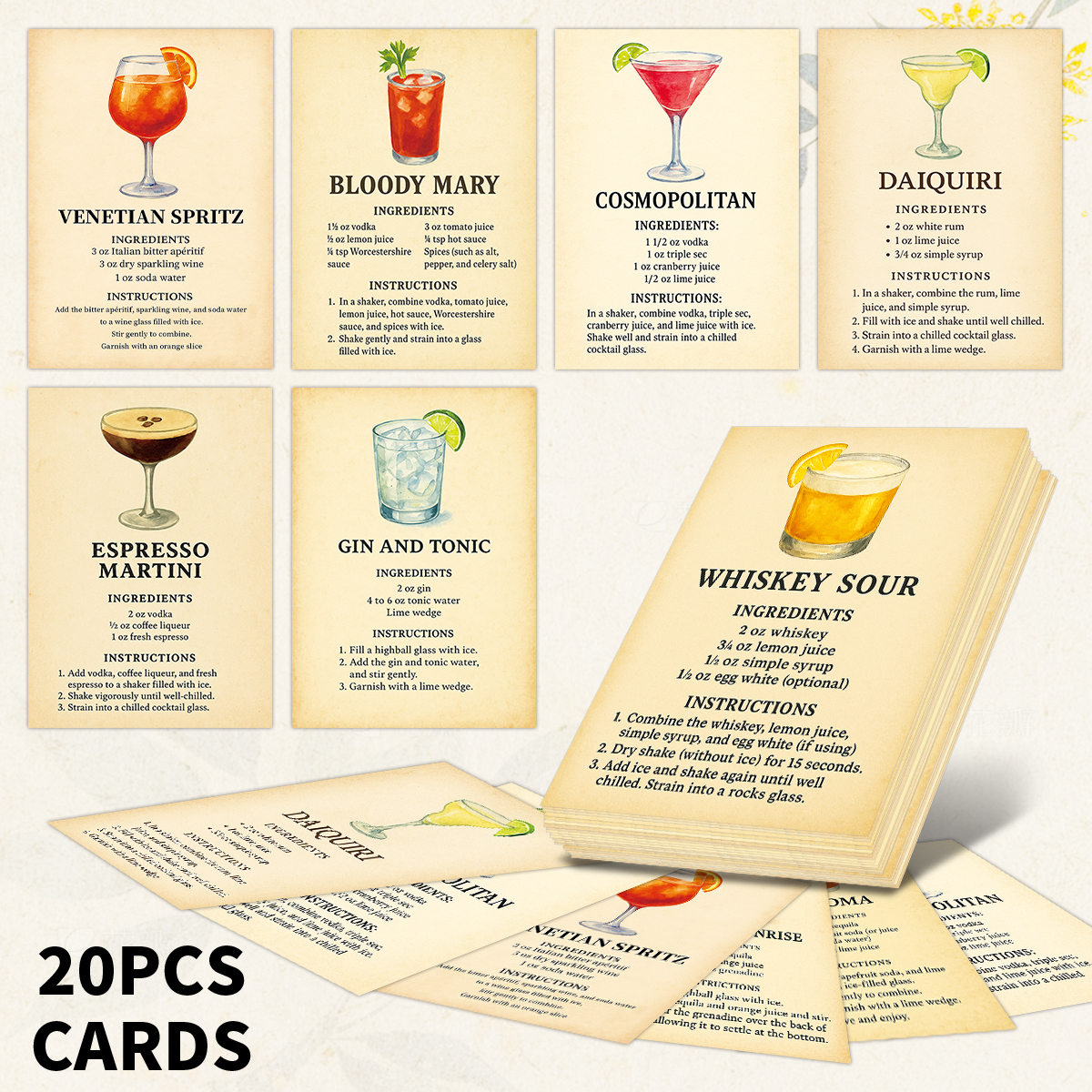 20pcs Cocktail Ingredients Rec - Cocktail Recipe Book incelemesi ve fiyatı